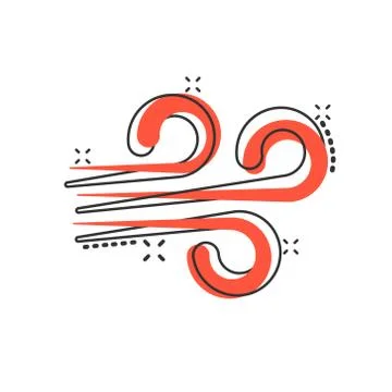Wind icon in comic style. Air cartoon vector illustration on white isolated b Stockillustratie
