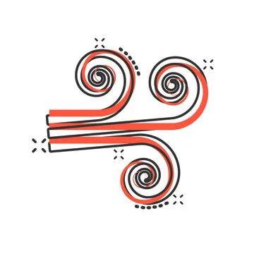 Wind icon in comic style. Air cartoon vector illustration on white isolated b Stockillustratie