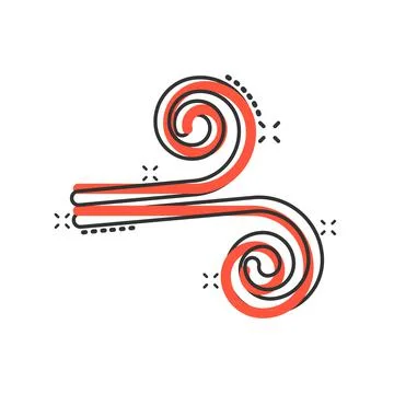 Wind icon in comic style. Air cartoon vector illustration on white isolated b Stockillustratie