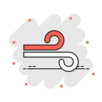 Wind icon in comic style. Air cartoon vector illustration on white isolated b Stockillustratie