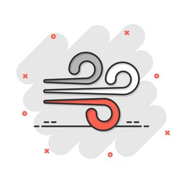 Wind icon in comic style. Air cartoon vector illustration on white isolated b 스톡 일러스트