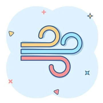 Wind icon in comic style. Air cartoon vector illustration on white isolated b Stockillustratie