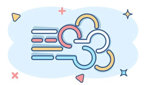 Wind icon in comic style. Air cartoon vector illustration on white isolated b Stockillustratie