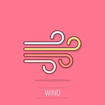 Wind icon in comic style. Air cartoon vector illustration on isolated backg.. Stockillustratie