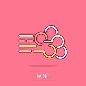 Wind icon in comic style. Air cartoon vector illustration on isolated backg.. Stockillustratie
