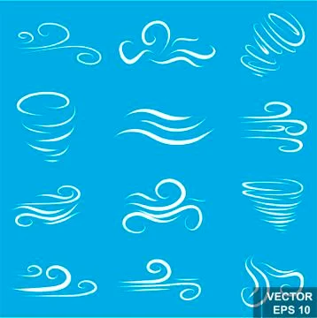 Wind icon. Lines. Simple flat style. Wave. For your design. Stock Illustration