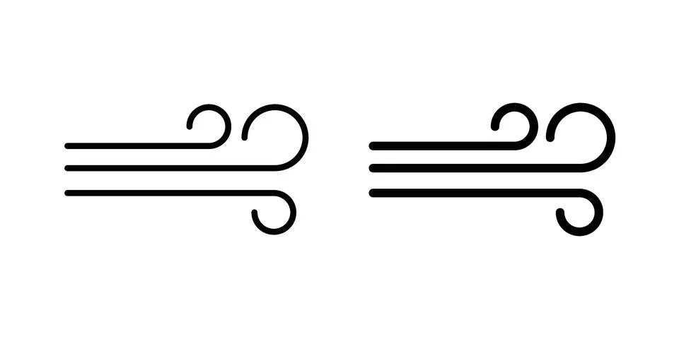 Wind icon symbol  illustration bundle in black colour Stock Illustration