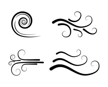 Wind icon vector, blow, blast design isolated on white Stock Illustration