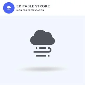 Wind icon vector, filled flat sign, solid pictogram isolated on white, logo i Stock Illustration