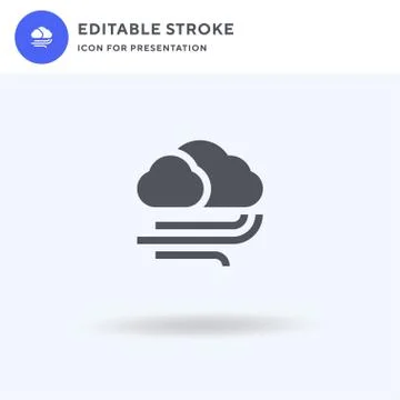 Wind icon vector, filled flat sign, solid pictogram isolated on white, logo Illustrazione stock