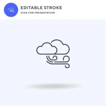 Wind icon vector, filled flat sign, solid pictogram isolated on white, logo 스톡 일러스트