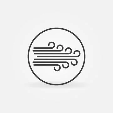 Wind inside Circle vector concept icon in outline style Stock Illustration