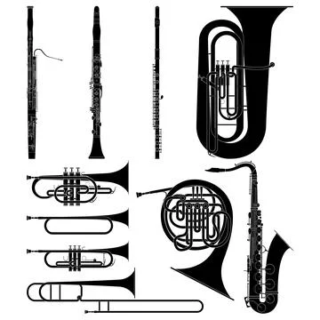 Wind Instruments Stock Illustration