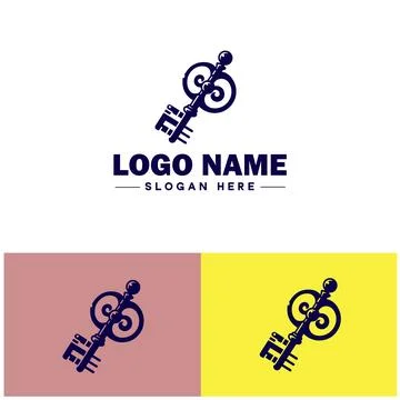 Wind-Up Key icon Clock key Spring key Winding key flat logo sign symbol edi.. Illustrazione stock