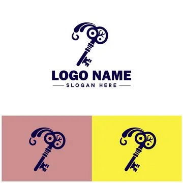 Wind-Up Key icon Clock key Spring key Winding key flat logo sign symbol edi.. Illustrazione stock