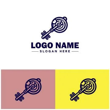 Wind-Up Key icon Clock key Spring key Winding key flat logo sign symbol edi.. Illustrazione stock