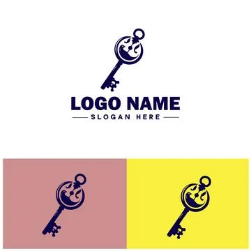 Wind-Up Key icon Clock key Spring key Winding key flat logo sign symbol edi.. Illustrazione stock