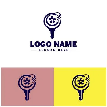 Wind-Up Key icon Clock key Spring key Winding key flat logo sign symbol edi.. Illustrazione stock