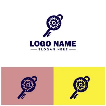 Wind-Up Key icon Clock key Spring key Winding key flat logo sign symbol edi.. Illustrazione stock