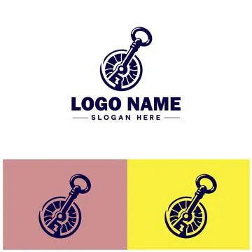 Wind-Up Key icon Clock key Spring key Winding key flat logo sign symbol edi.. Illustrazione stock