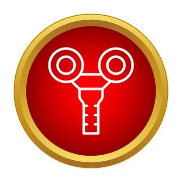 Wind up key mechanism simple line icon red circle Ilustração Stock