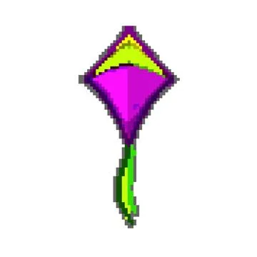Wind kite sky pixel art vector illustration Stock Illustration