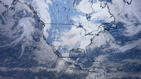Wind On The Map Of The USA, Loop Video Video stock 310368359