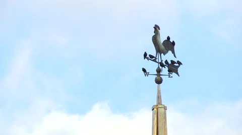 Wind Measuring Instrument Weather Vane with Rooster Stock Footage 47717982