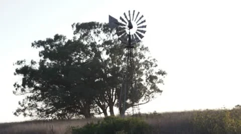 Wind Mill and Tree in the country Stock-Footage 10576660