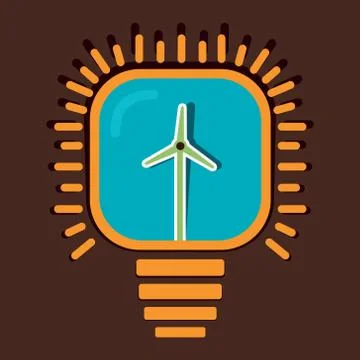Wind mill in bulb concept vector Stock Illustration