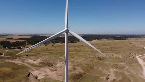 Wind Mill, Clouds And Blue Sky. Wind Power Turbines Generating Energy Stock Footage 199213750