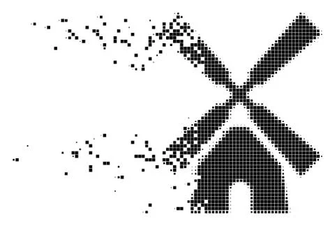 Wind Mill Disappearing Pixel Icon Illustrazione stock