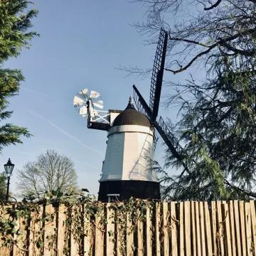 Wind Mill on farm Stock Photos