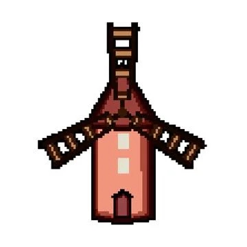 Wind mill farm pixel art vector illustration Ilustración de archivo