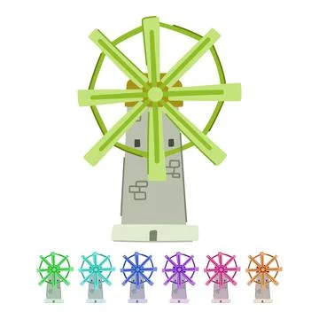 Wind mill farm vector cartoon graphic Ilustração Stock