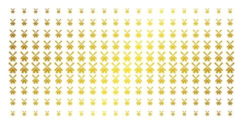 Wind Mill Gold Halftone Pattern Stock Illustration