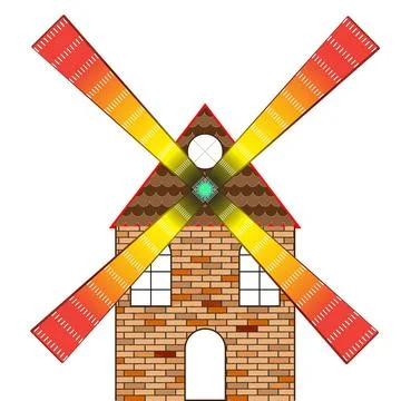 Wind mill house wind mill house against white background, abstract vector ... Stock Photos