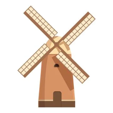 Wind mill icon cartoon vector. Wheat grain flour production Stock Illustration