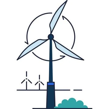 Wind mill icon vector power turbine energy farm Stock Illustration