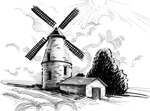 Wind mill Illustrazione stock