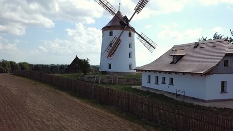 Wind mill in the middle of the field Video stock 108650502