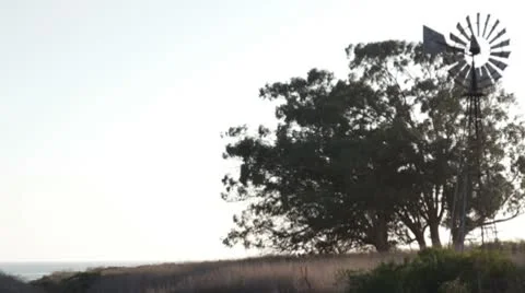 Wind Mill near the ocean Stock-Footage 10576639