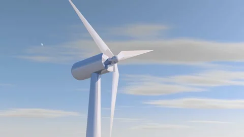 Wind mill or also wind-turbine on wind farm in rotation on outdoor with sun and Stock Footage 98484326