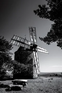 Wind mill in provence Stock Photos