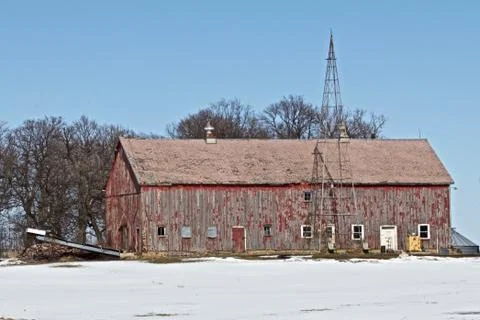 Wind Mill Tower with Barn Foto stock
