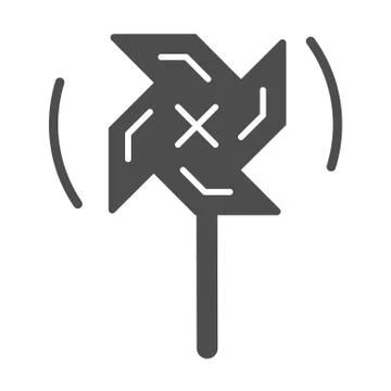 Wind mill toy solid icon, Kids toys concept, pinwheel sign on white background Stock Illustration