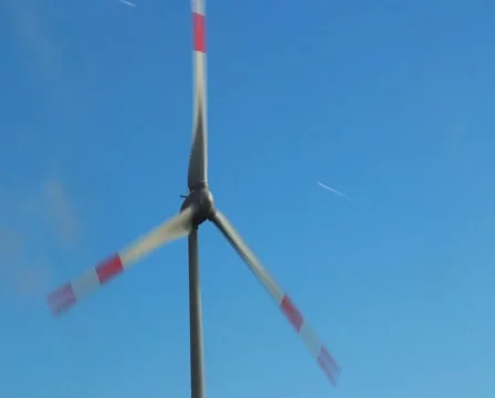 Wind mill turbine, modern windmill produces renewable energy, click for HD Stock Footage 43911896