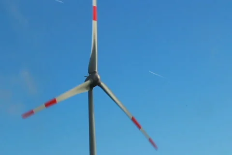 Wind mill turbine, modern windmill produces renewable energy, click for HD Stock Footage 43933147