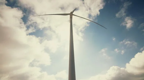 Wind mill turbines blades rotating generating power Stock Footage 47006998