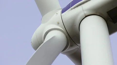 Wind mill turbines blades rotating generating power Extreme Close up Stock Footage 56689264